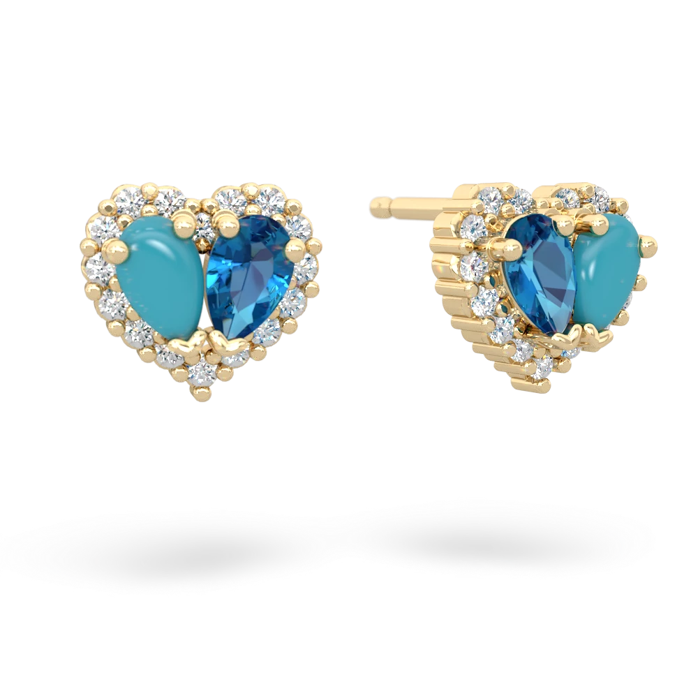 Turquoise Halo 14K Yellow Gold earrings E7008