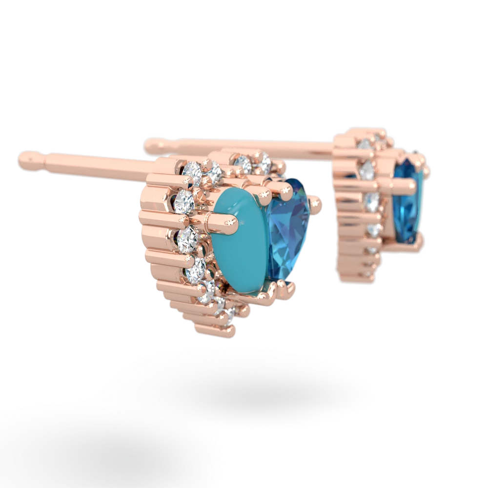 Turquoise Halo 14K Rose Gold earrings E7008