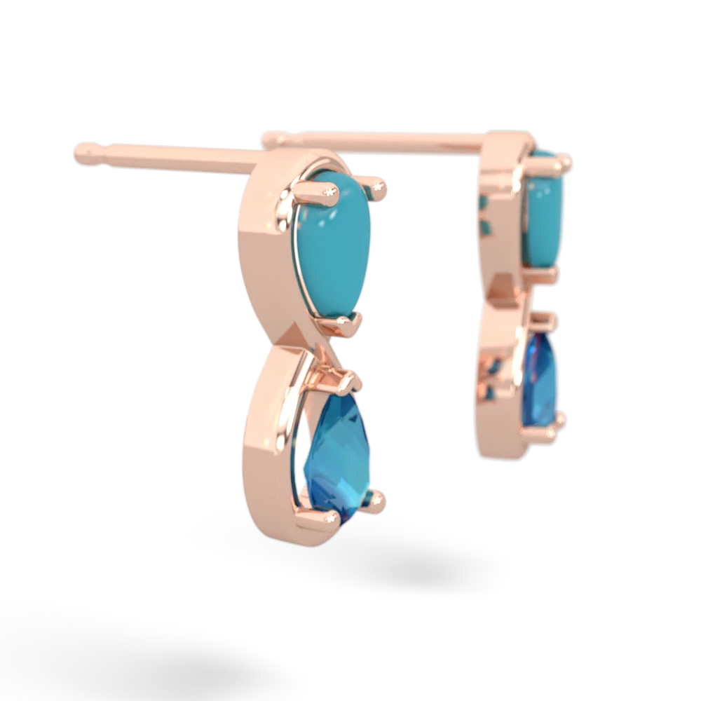 Turquoise Infinity 14K Rose Gold earrings E5050