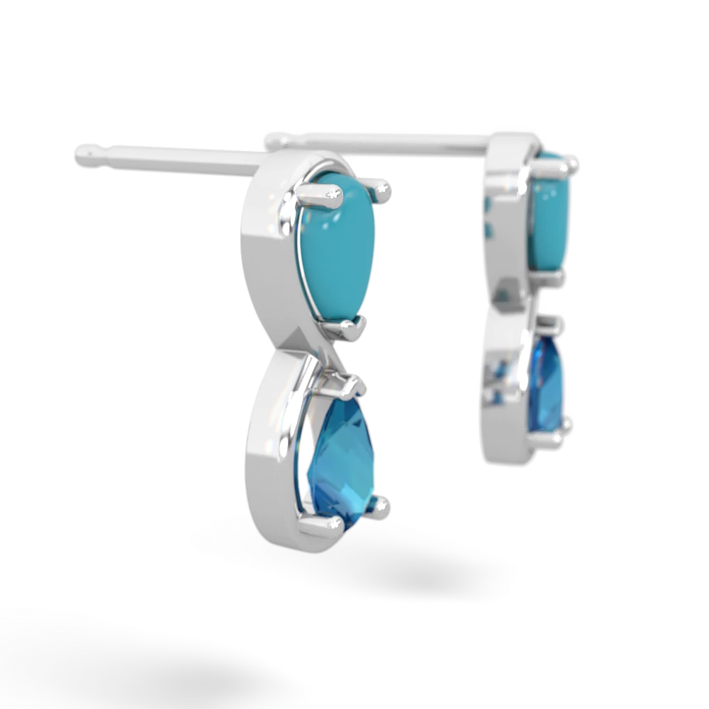 Turquoise Infinity 14K White Gold earrings E5050