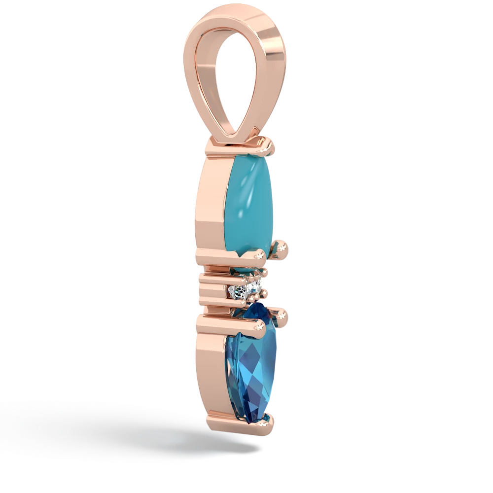 Turquoise Bowtie Drop 14K Rose Gold pendant P0865