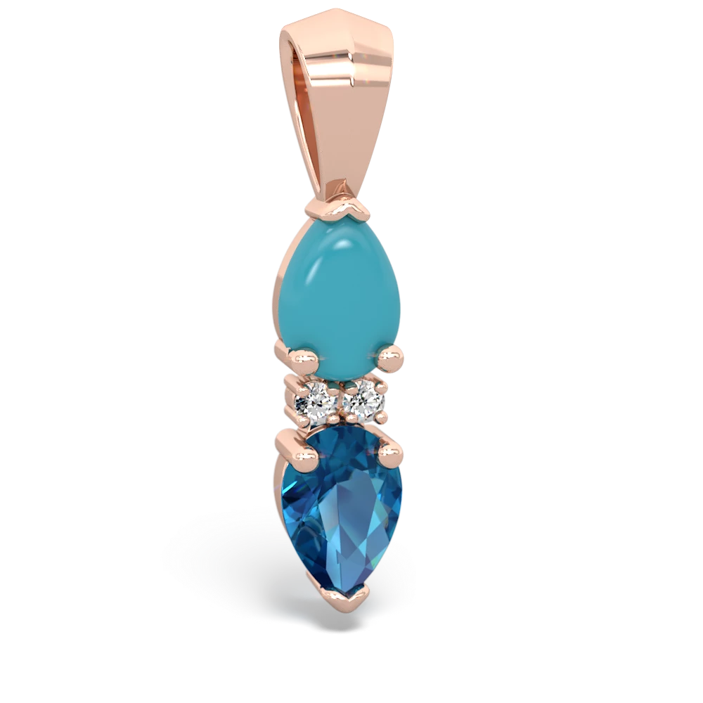 Turquoise Bowtie Drop 14K Rose Gold pendant P0865