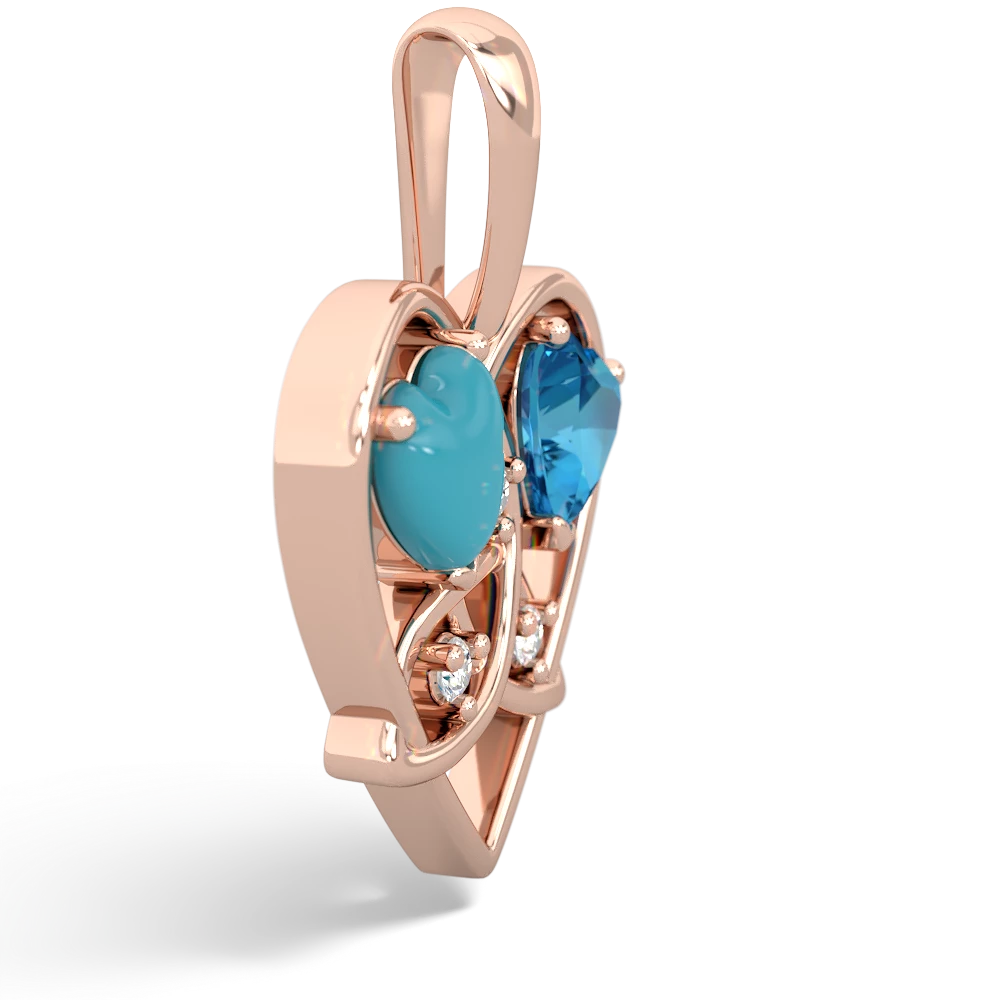 Turquoise Celtic Trinity Heart 14K Rose Gold pendant P5331