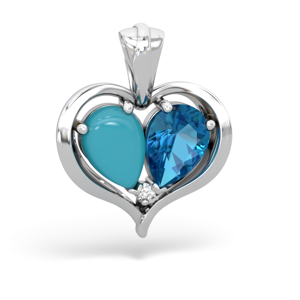 Turquoise Two Become One 14K White Gold pendant P5330