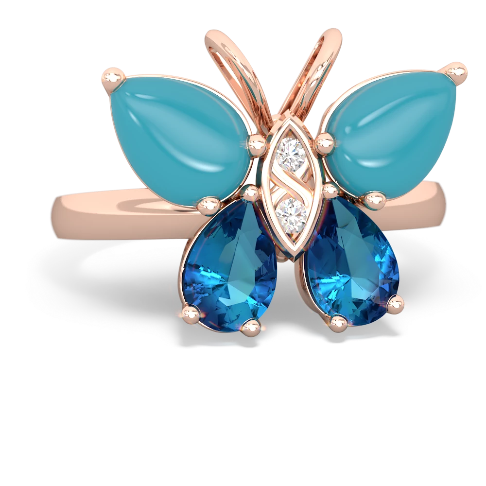 Turquoise Butterfly 14K Rose Gold ring R2215