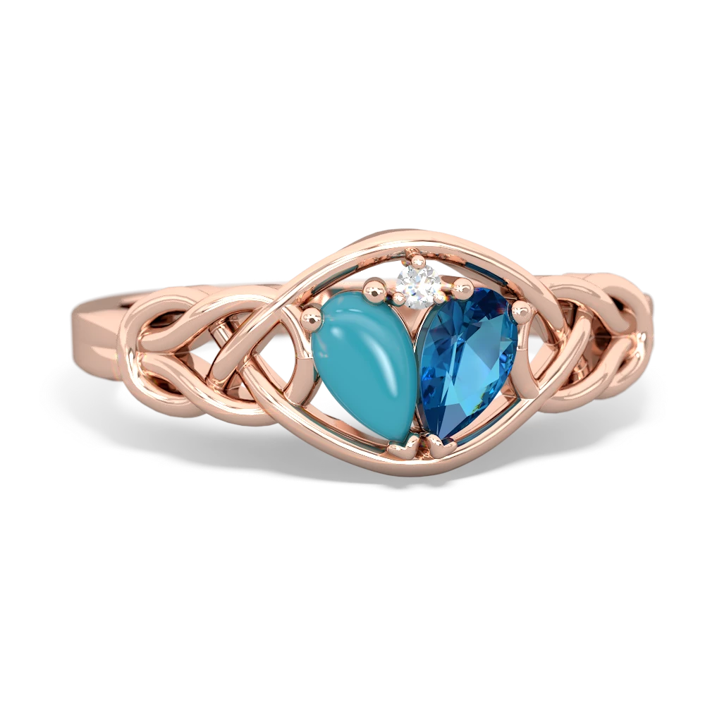 Turquoise Celtic Love Knot 14K Rose Gold ring R5420