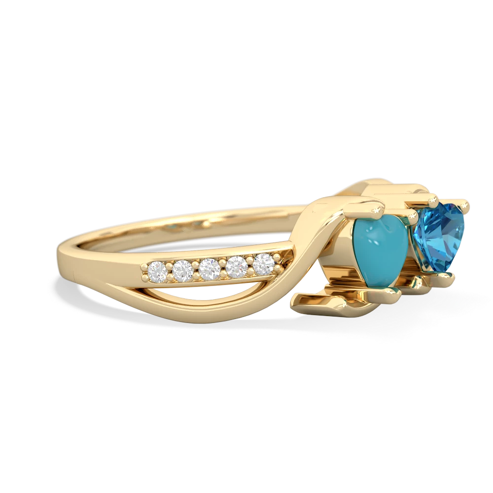 Turquoise Side By Side 14K Yellow Gold ring R3090