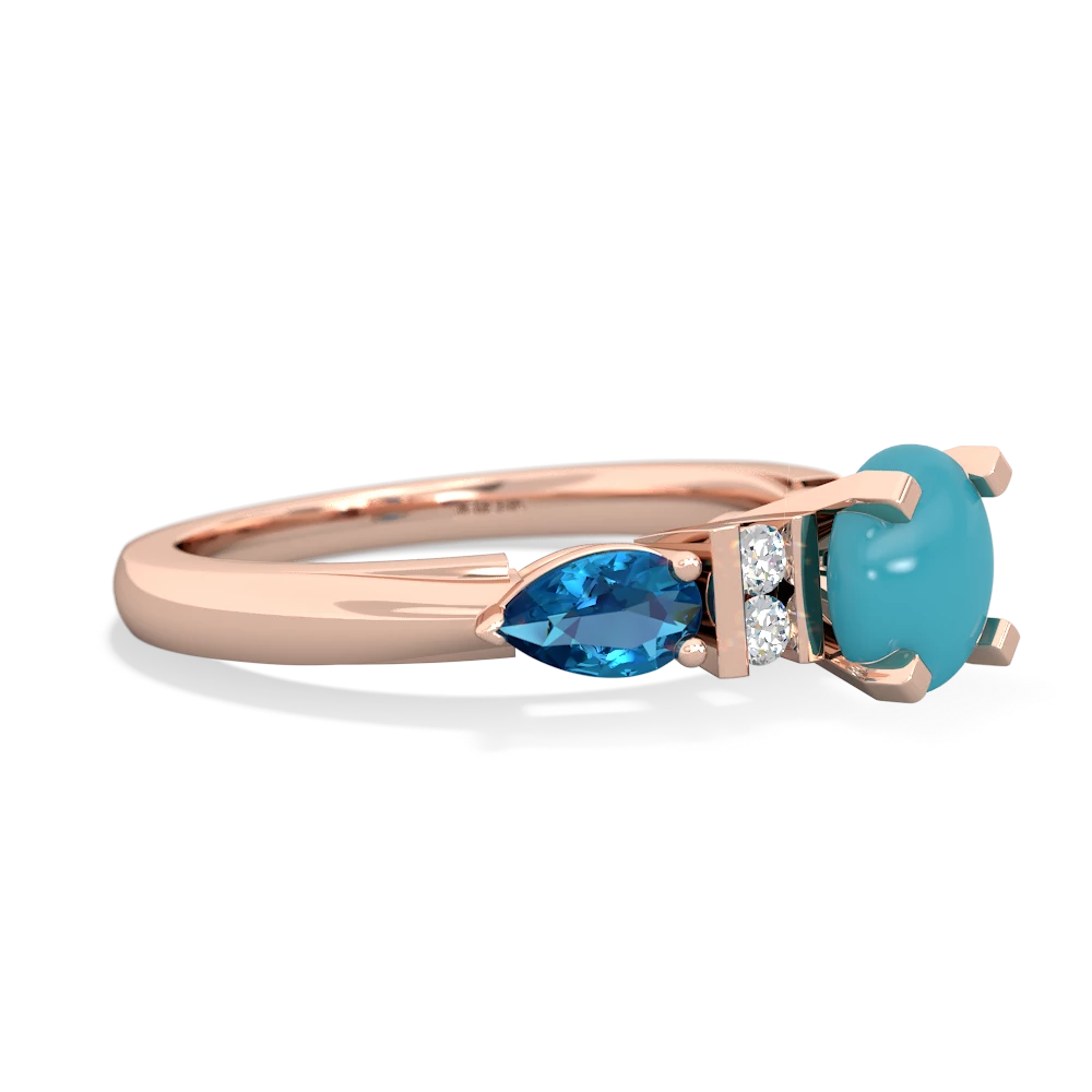 Turquoise 6Mm Round Eternal Embrace Engagement 14K Rose Gold ring R2005