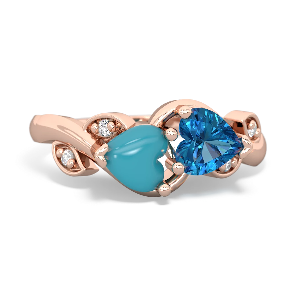 Turquoise Floral Elegance 14K Rose Gold ring R5790