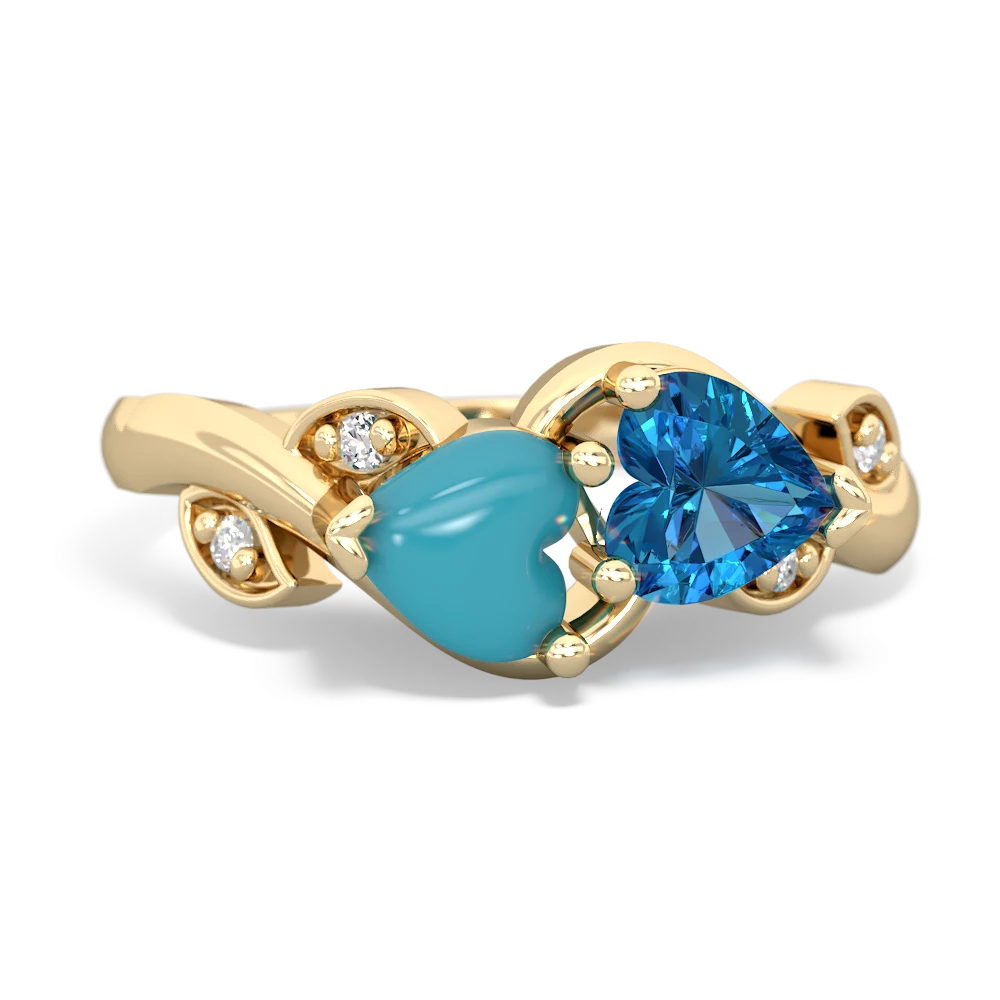 Turquoise Floral Elegance 14K Yellow Gold ring R5790