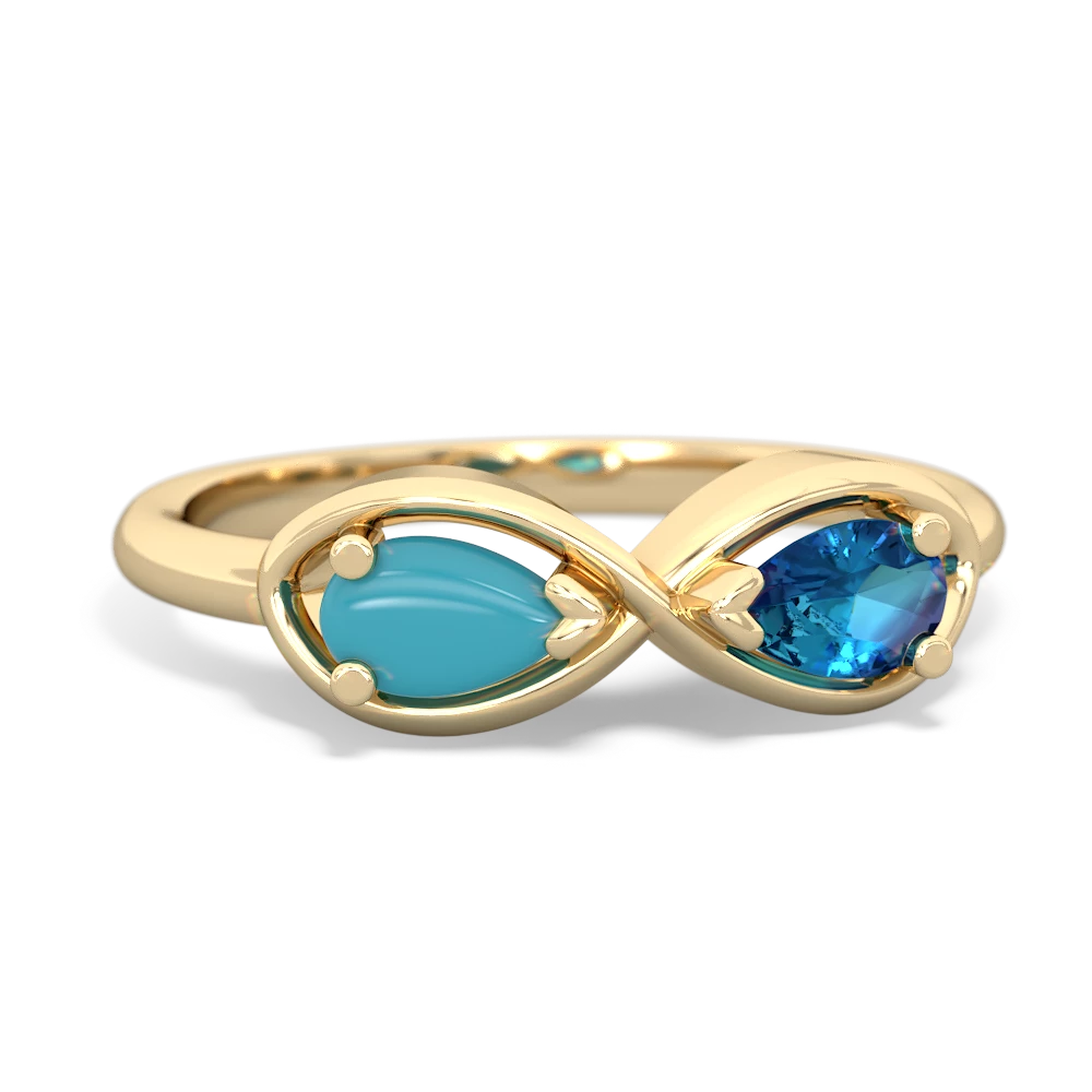 Turquoise Infinity 14K Yellow Gold ring R5050