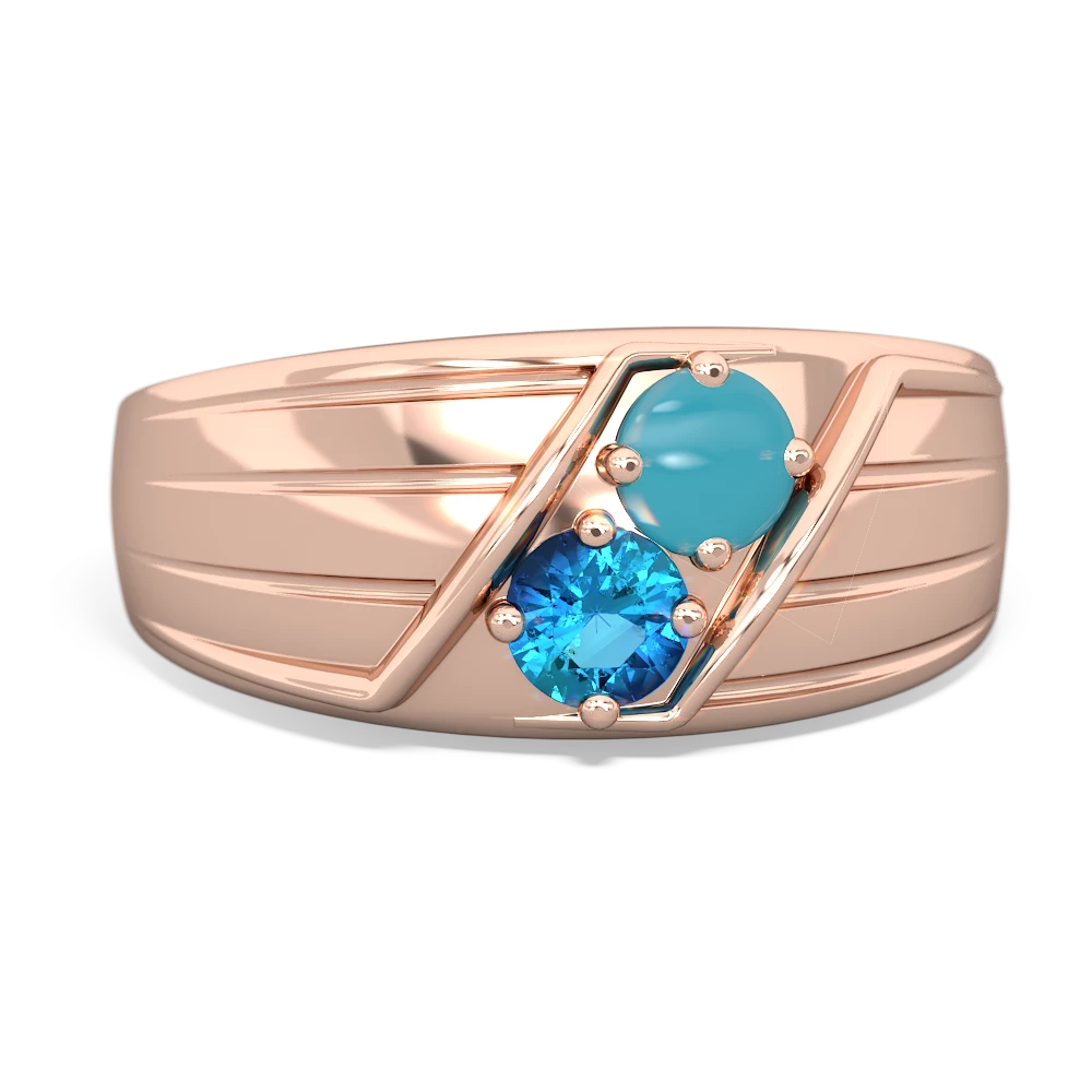 Turquoise Men's Streamline 14K Rose Gold ring R0460