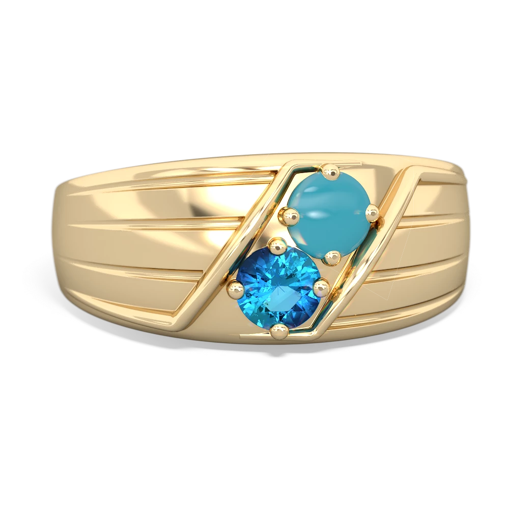 Turquoise Men's Streamline 14K Yellow Gold ring R0460