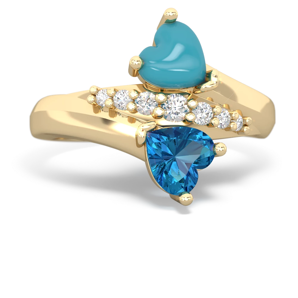 Turquoise Heart To Heart 14K Yellow Gold ring R2064