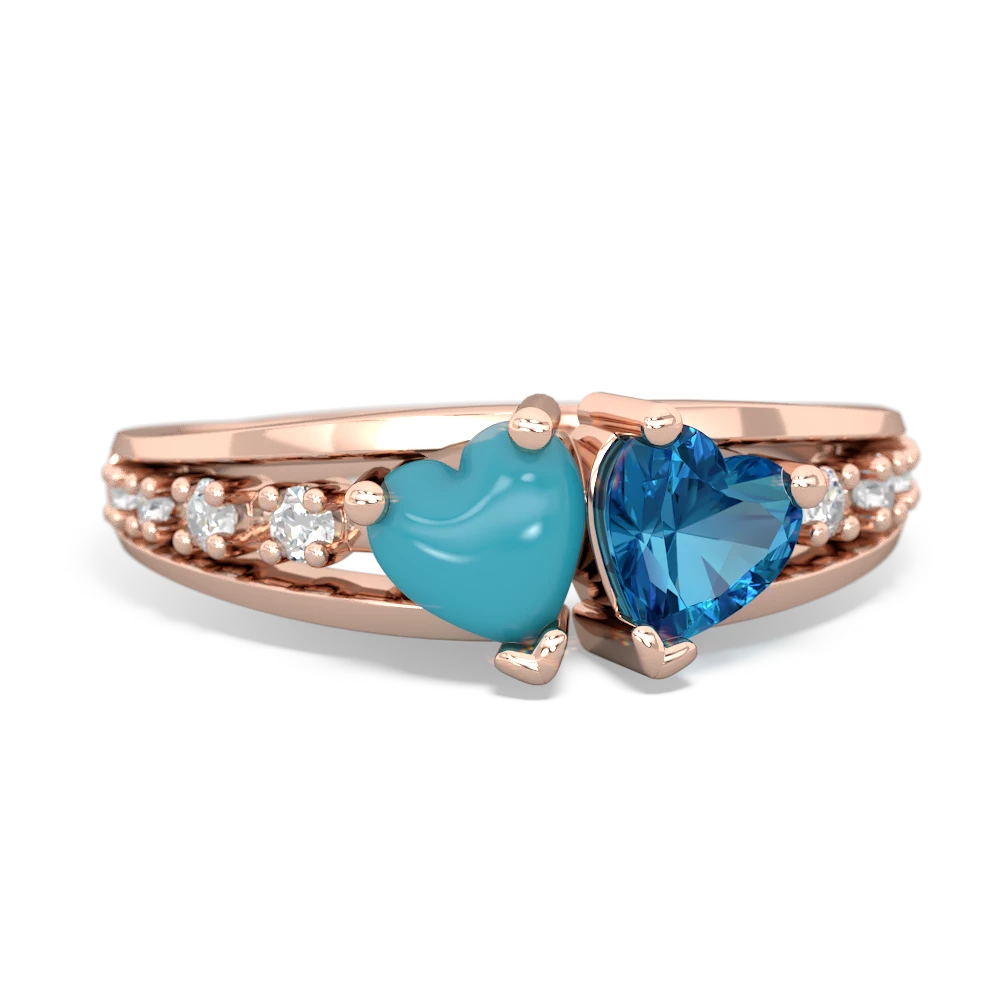 Turquoise Heart To Heart 14K Rose Gold ring R3342