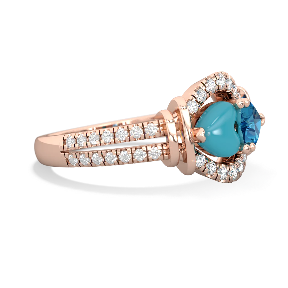 Turquoise Art-Deco Keepsake 14K Rose Gold ring R5630