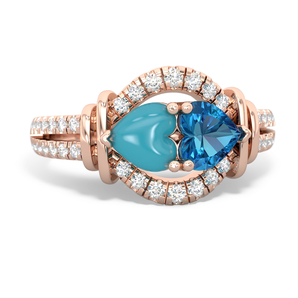 Turquoise Art-Deco Keepsake 14K Rose Gold ring R5630