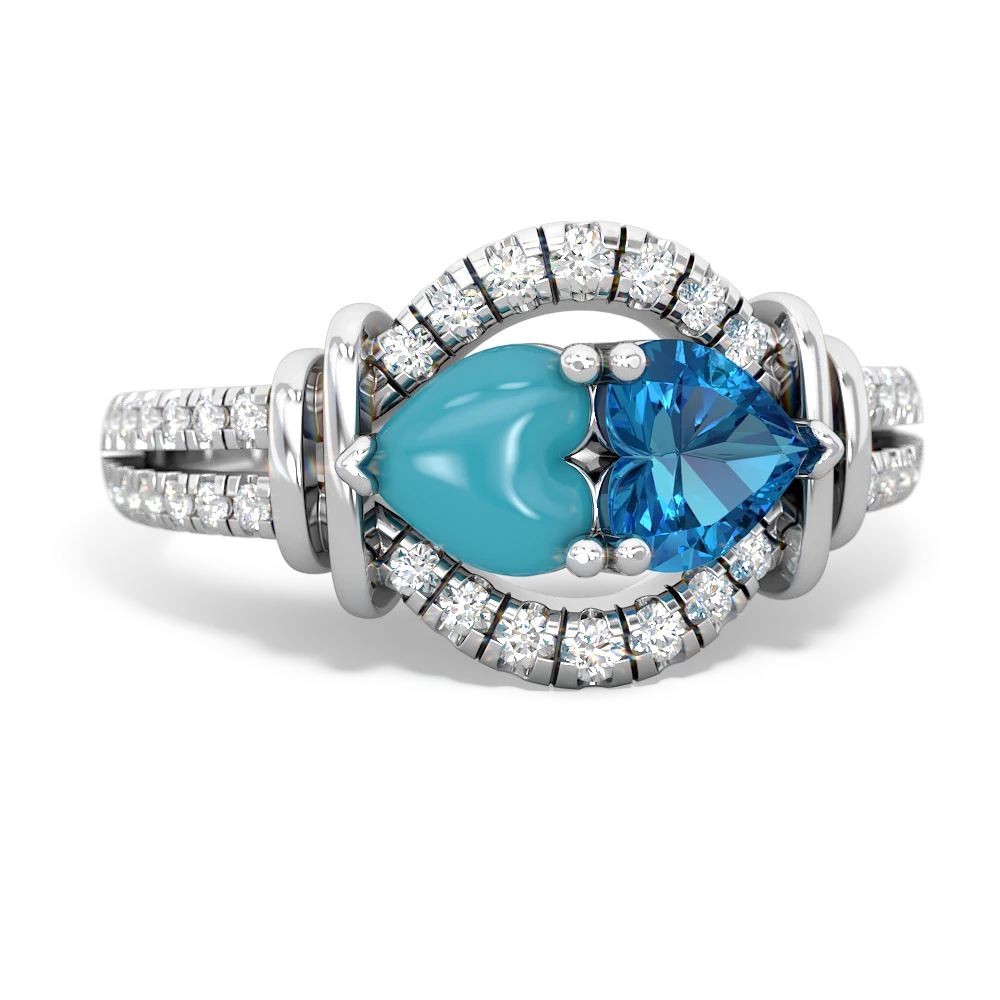 Turquoise Art-Deco Keepsake 14K White Gold ring R5630