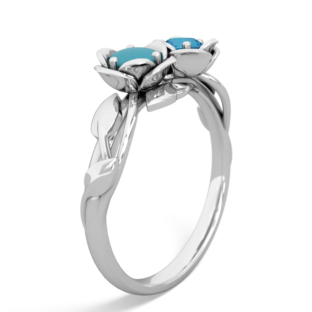 Turquoise Rose Garden 14K White Gold ring R5510