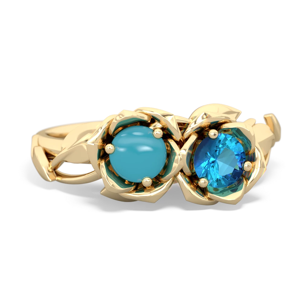 Turquoise Rose Garden 14K Yellow Gold ring R5510