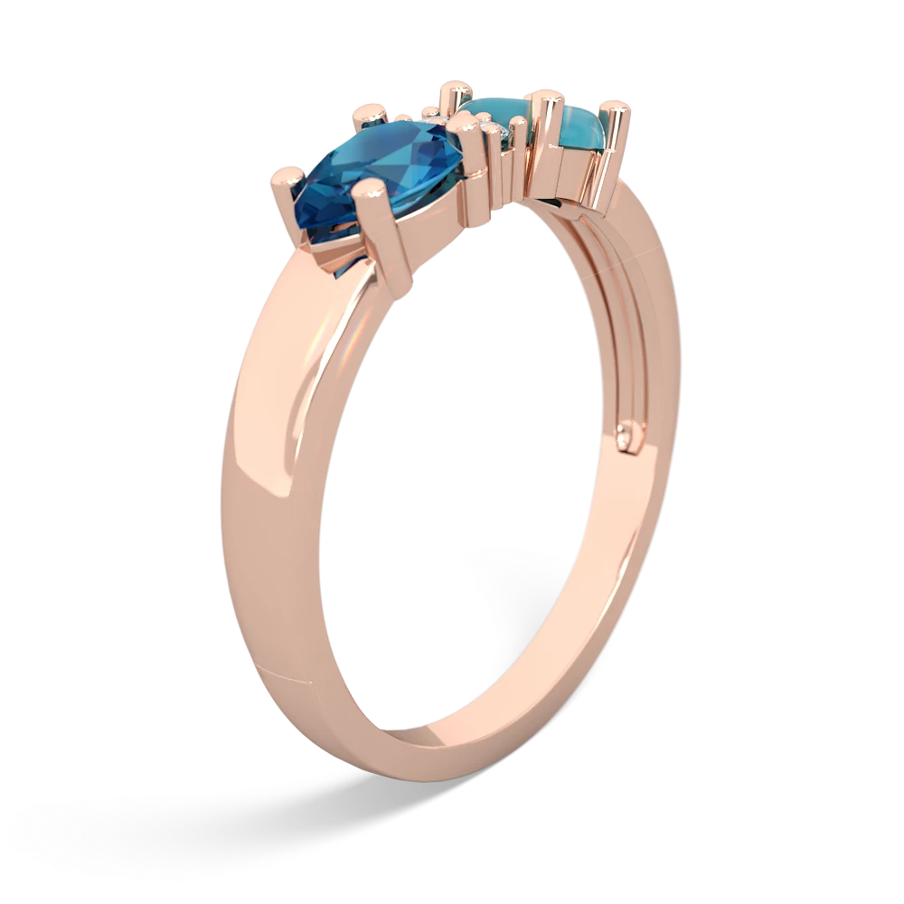 Turquoise Pear Bowtie 14K Rose Gold ring R0865