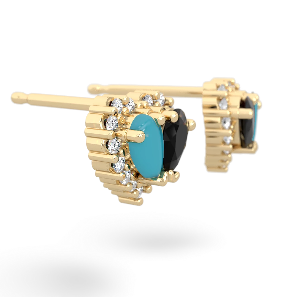 Turquoise Halo 14K Yellow Gold earrings E7008