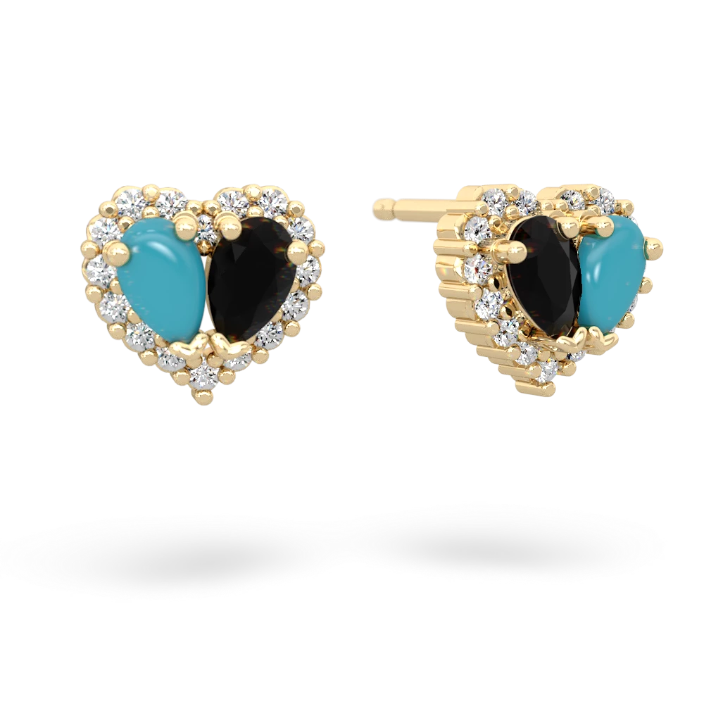 Turquoise Halo 14K Yellow Gold earrings E7008