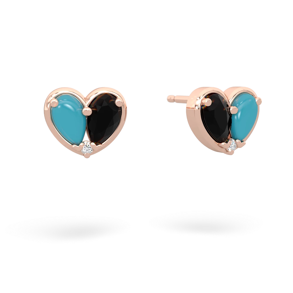 Turquoise 'Our Heart' 14K Rose Gold earrings E5072