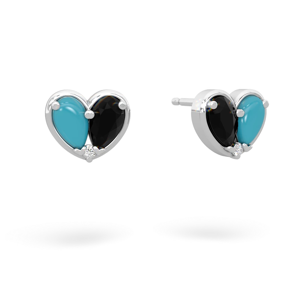 Turquoise 'Our Heart' 14K White Gold earrings E5072