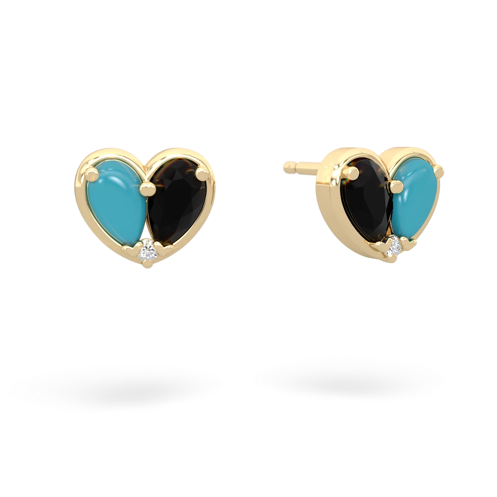 Turquoise 'Our Heart' 14K Yellow Gold earrings E5072