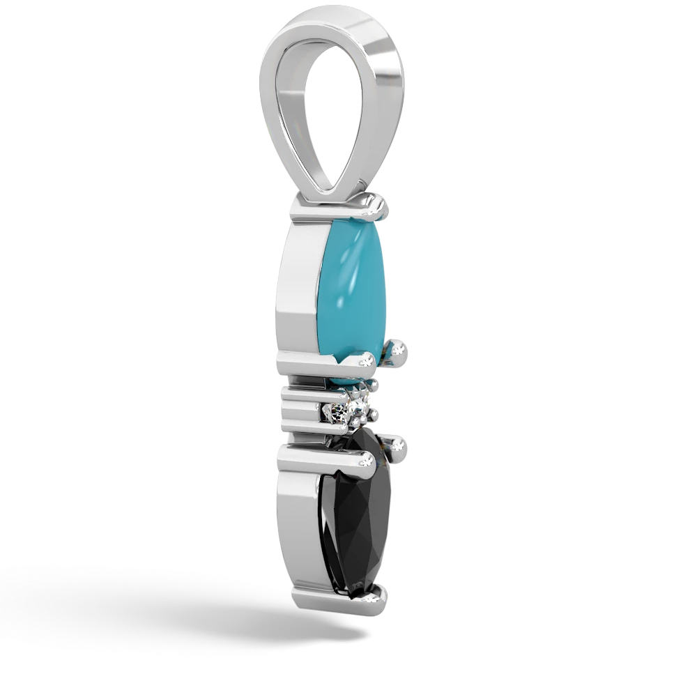 Turquoise Bowtie Drop 14K White Gold pendant P0865