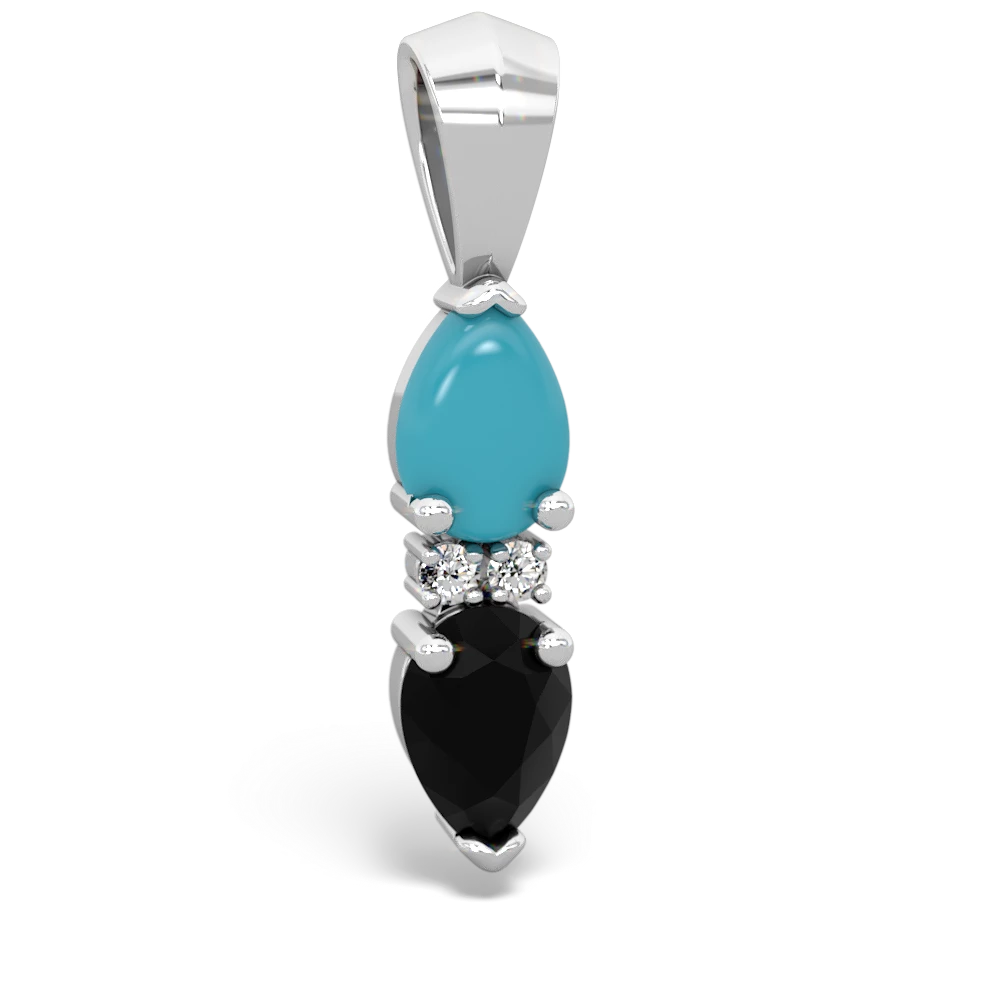 Turquoise Bowtie Drop 14K White Gold pendant P0865