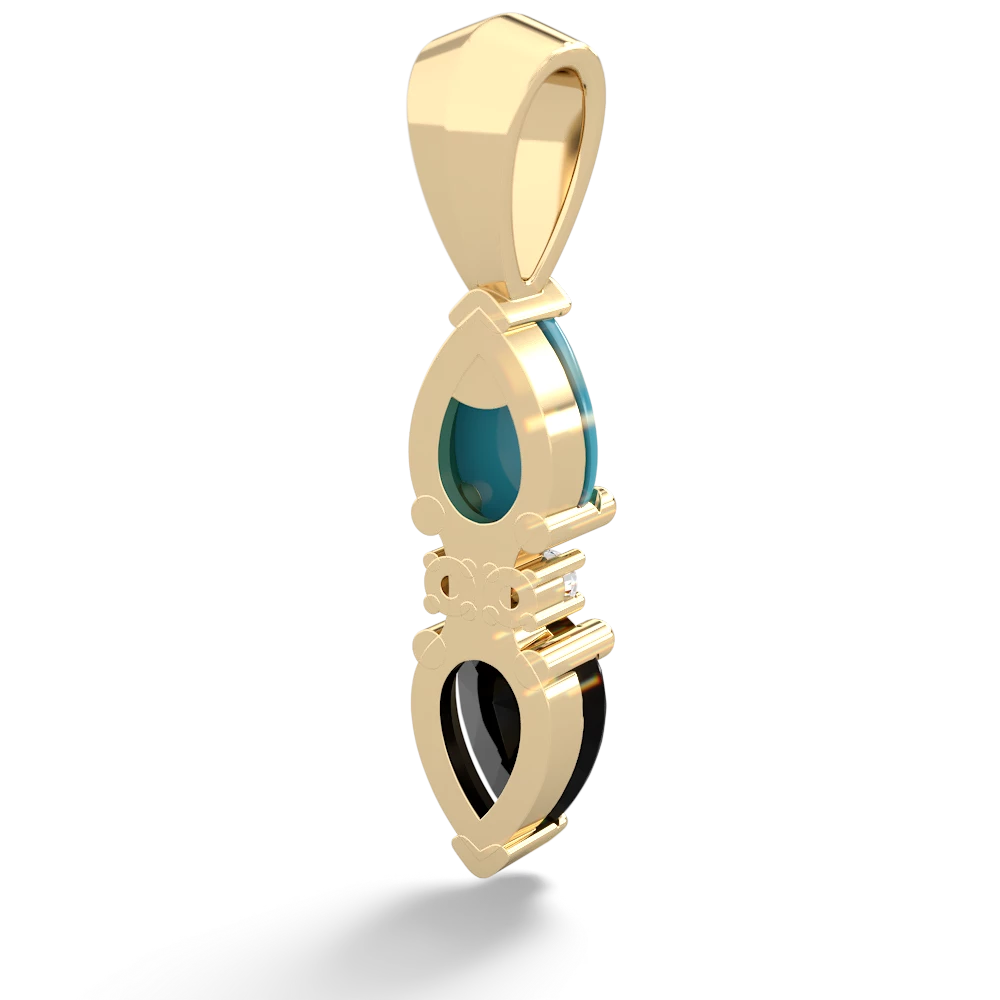 Turquoise Bowtie Drop 14K Yellow Gold pendant P0865