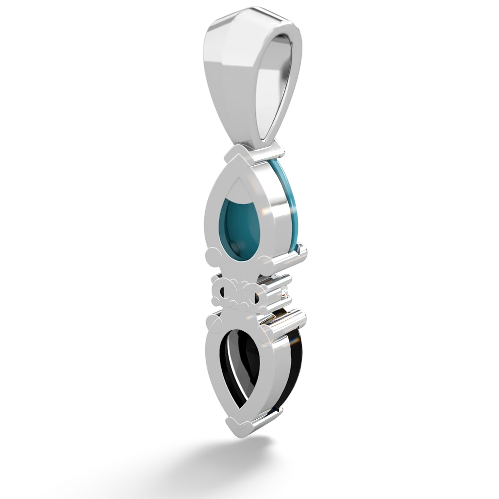 Turquoise Bowtie Drop 14K White Gold pendant P0865