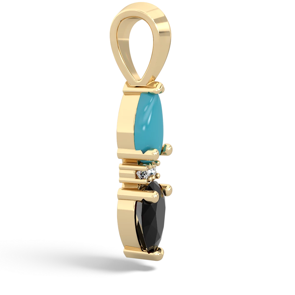Turquoise Bowtie Drop 14K Yellow Gold pendant P0865
