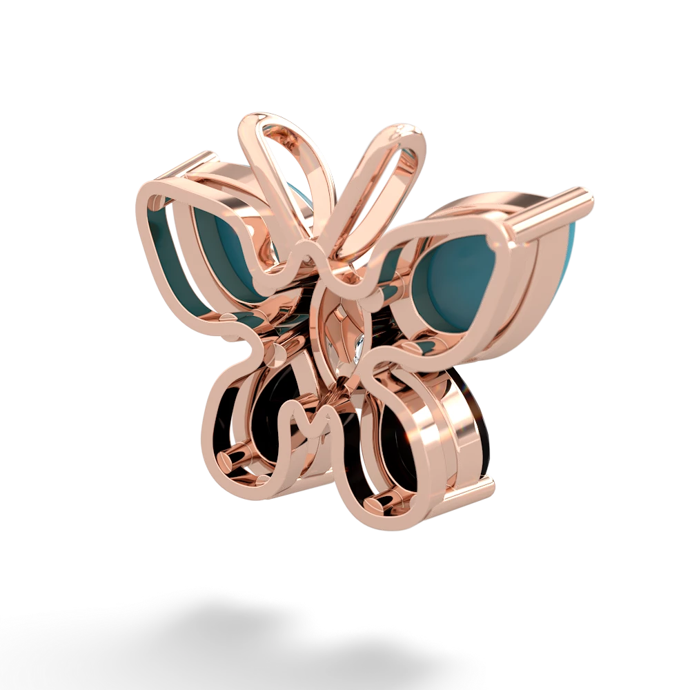 Turquoise Butterfly 14K Rose Gold pendant P2215