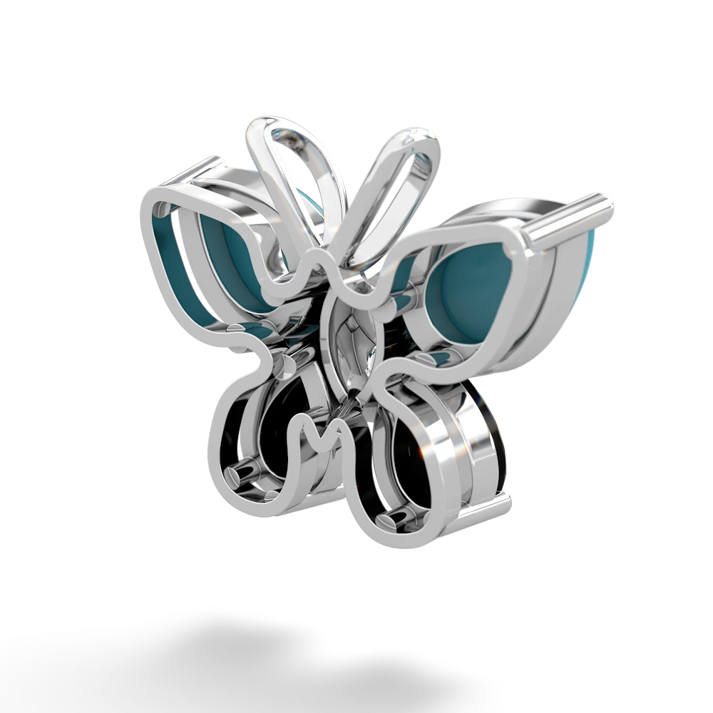 Turquoise Butterfly 14K White Gold pendant P2215