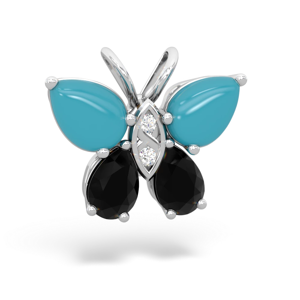 Turquoise Butterfly 14K White Gold pendant P2215