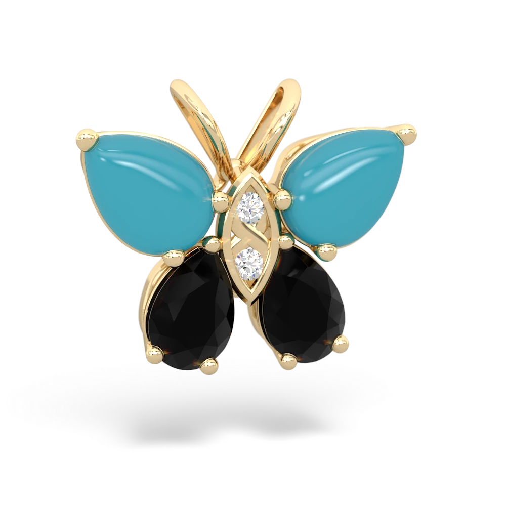 Turquoise Butterfly 14K Yellow Gold pendant P2215