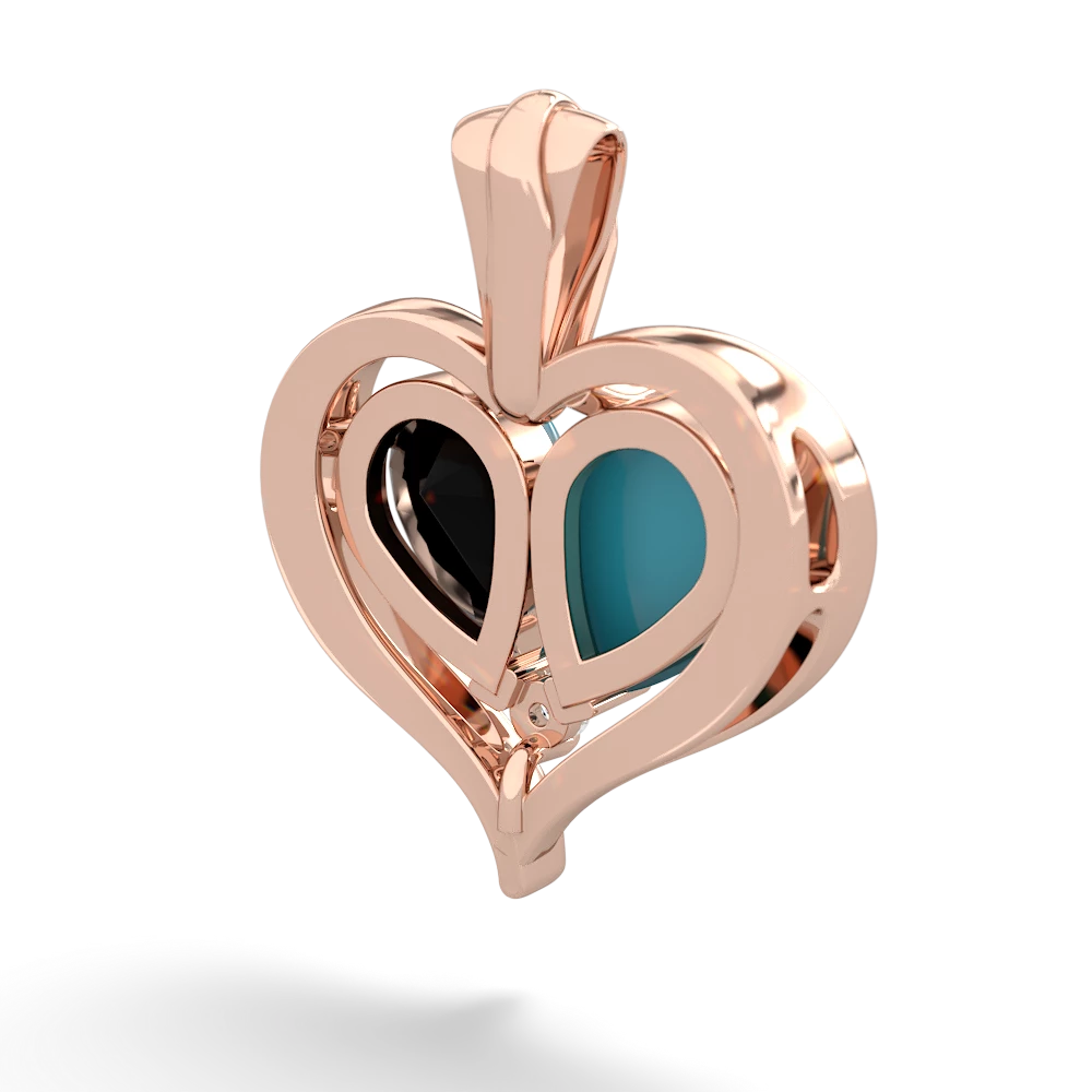 Turquoise Two Become One 14K Rose Gold pendant P5330