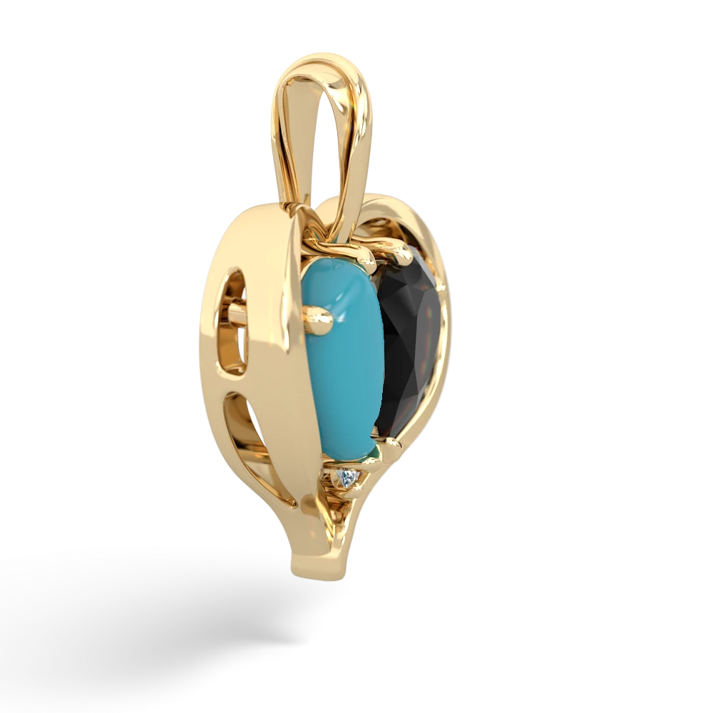 Turquoise Two Become One 14K Yellow Gold pendant P5330