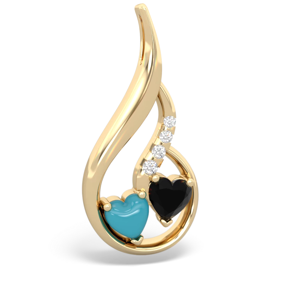 Turquoise Keepsake Curves 14K Yellow Gold pendant P5450