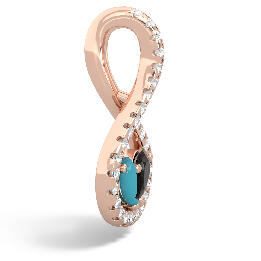 Turquoise Pave Twist 'One Heart' 14K Rose Gold pendant P5360