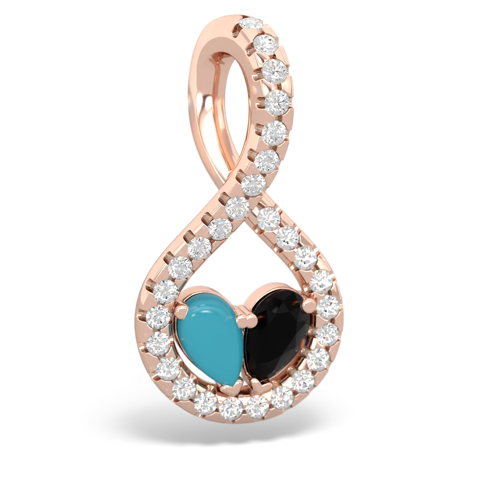 Turquoise Pave Twist 'One Heart' 14K Rose Gold pendant P5360