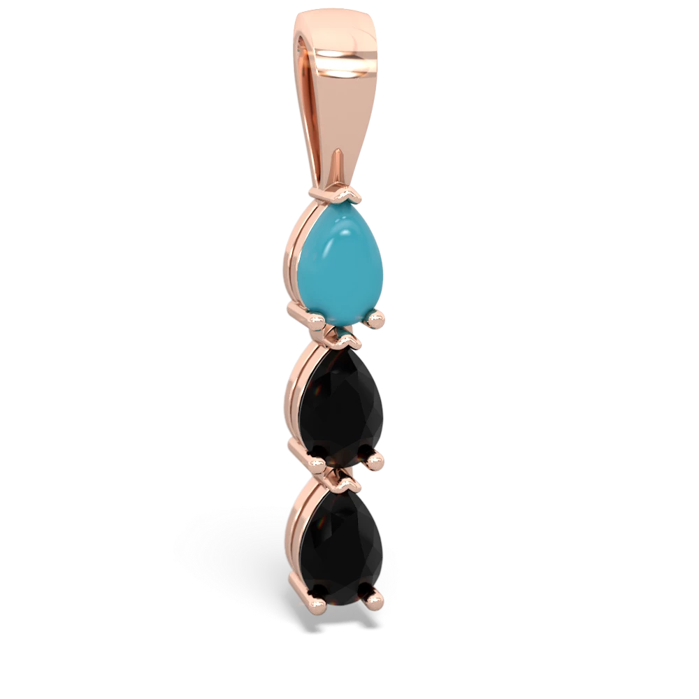 Turquoise Dew Drops 14K Rose Gold pendant P2251