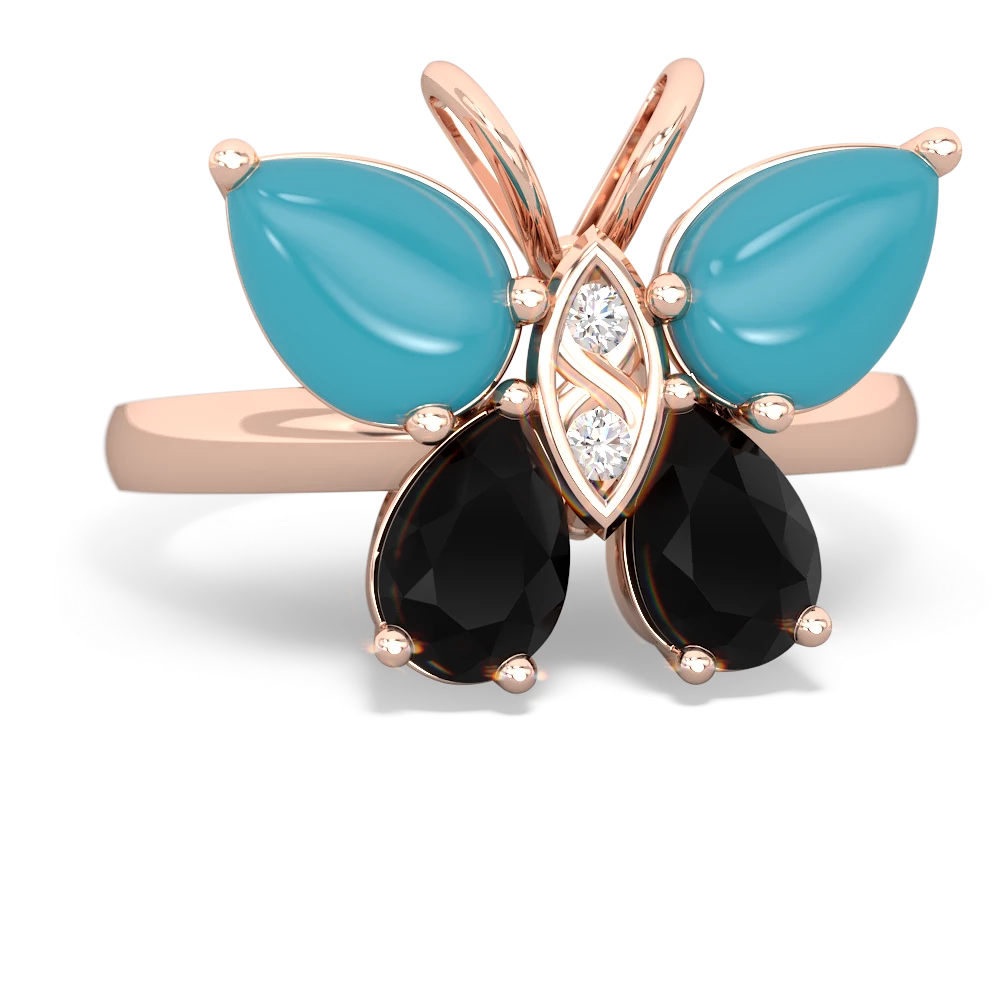 Turquoise Butterfly 14K Rose Gold ring R2215