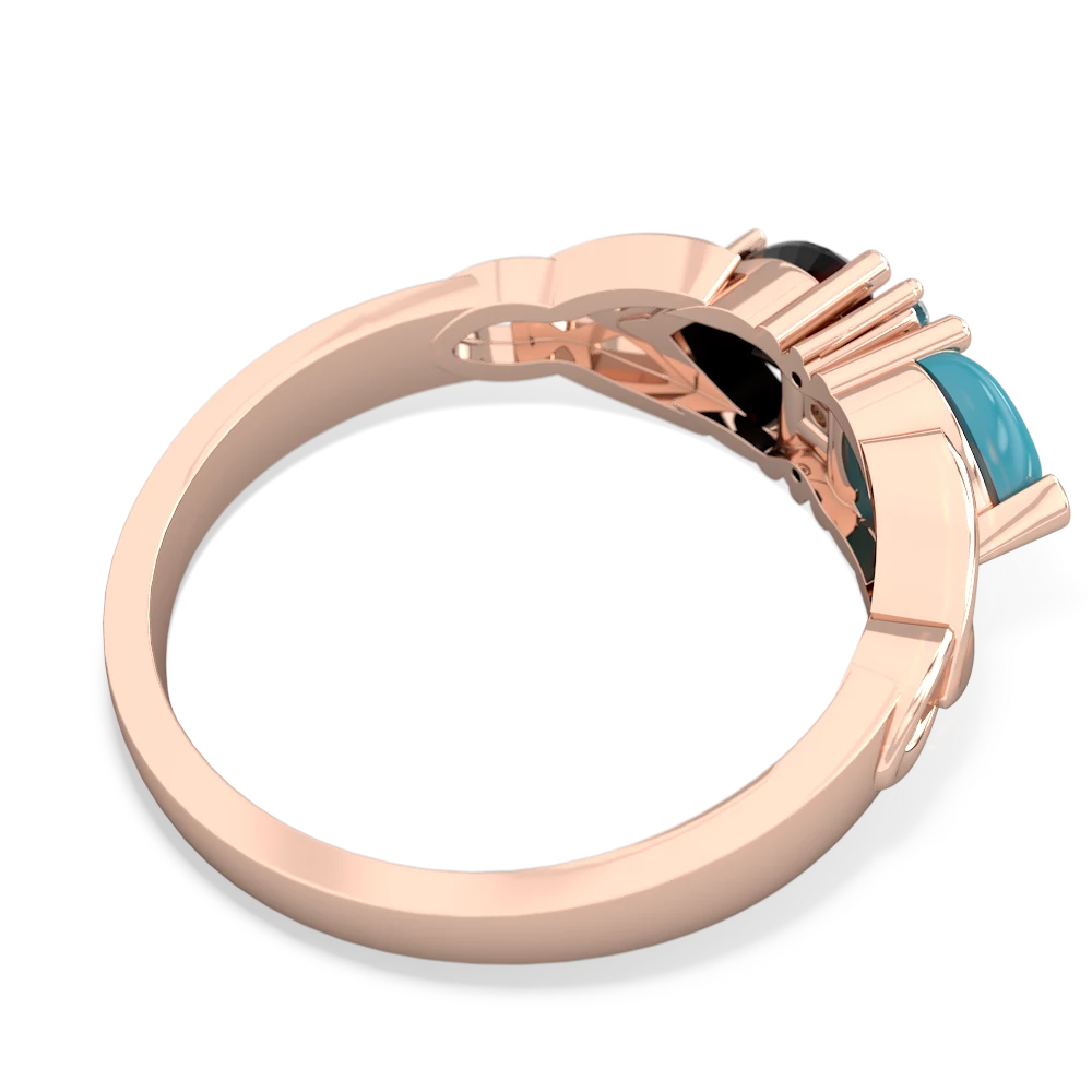 Turquoise Celtic Knot Double Heart 14K Rose Gold ring R5040