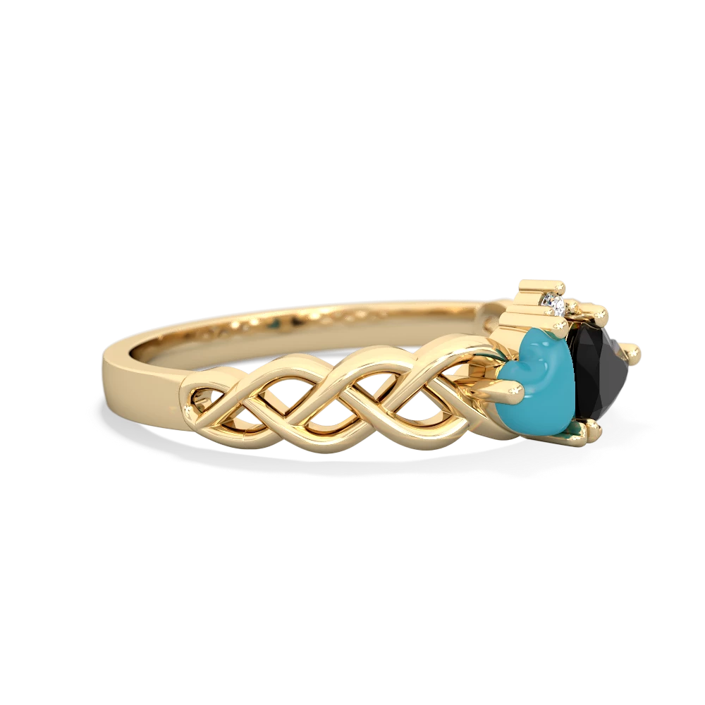 Turquoise Heart To Heart Braid 14K Yellow Gold ring R5870