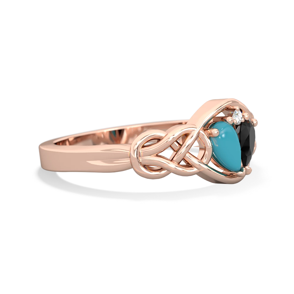 Turquoise Celtic Love Knot 14K Rose Gold ring R5420