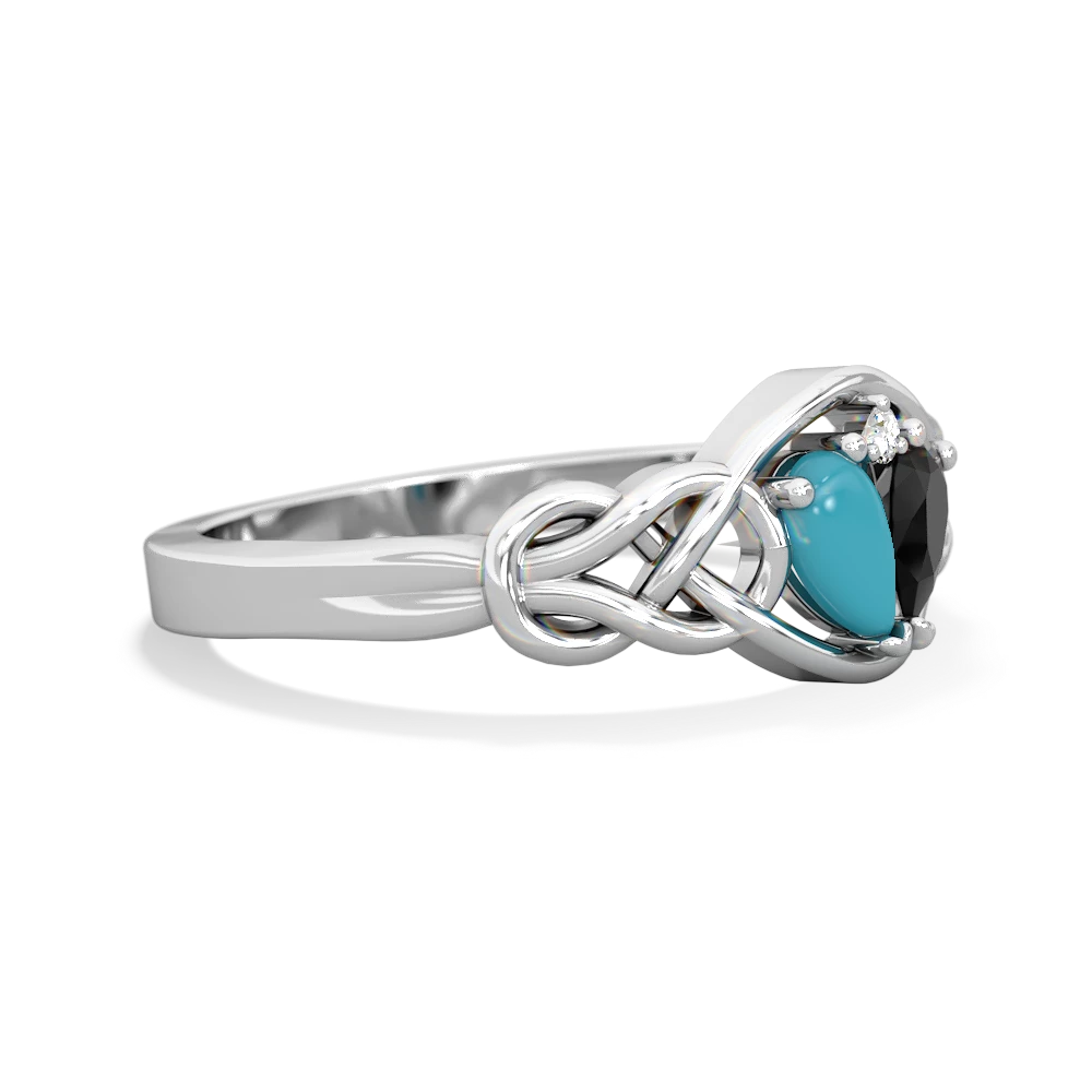 Turquoise Celtic Love Knot 14K White Gold ring R5420